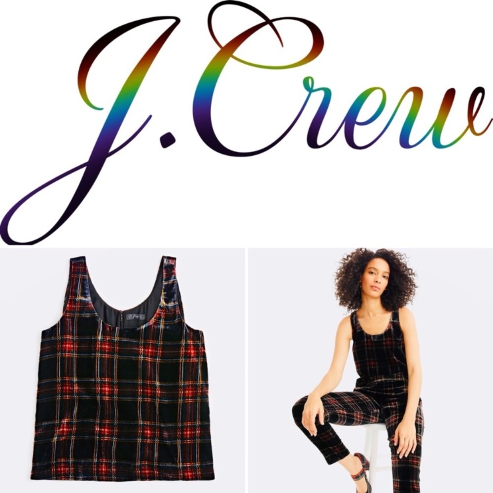 Plaid velvet tank, size 6 Tall, NWT